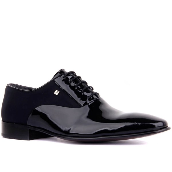 Bağcıklı Siyah Rugan Tekstil Erkek Klasik Ayakkabı 6025 430/505