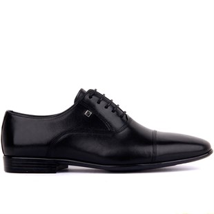 Bağcıklı Siyah Deri Erkek Klasik Ayakkabı 9102 46