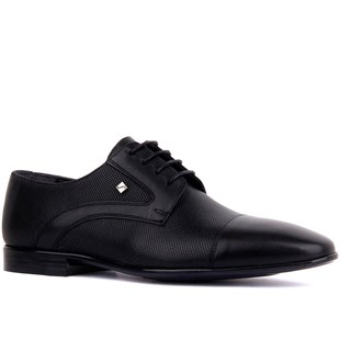 Bağcıklı Siyah Deri Erkek Klasik Ayakkabı 9103 46