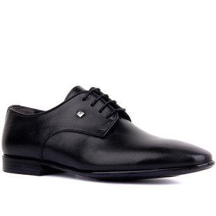 Bağcıklı Siyah Deri Erkek Klasik Ayakkabı 9059 46