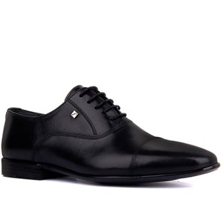 Bağcıklı Siyah Deri Erkek Klasik Ayakkabı 9102 46