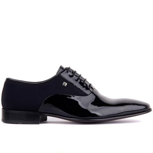 Bağcıklı Siyah Rugan Tekstil Erkek Klasik Ayakkabı 6025 430/505