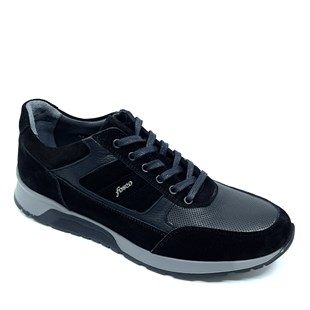 Fosco Hakiki Deri Süet Siyah Sneaker Erkek Ayakkabı 2720 911 306